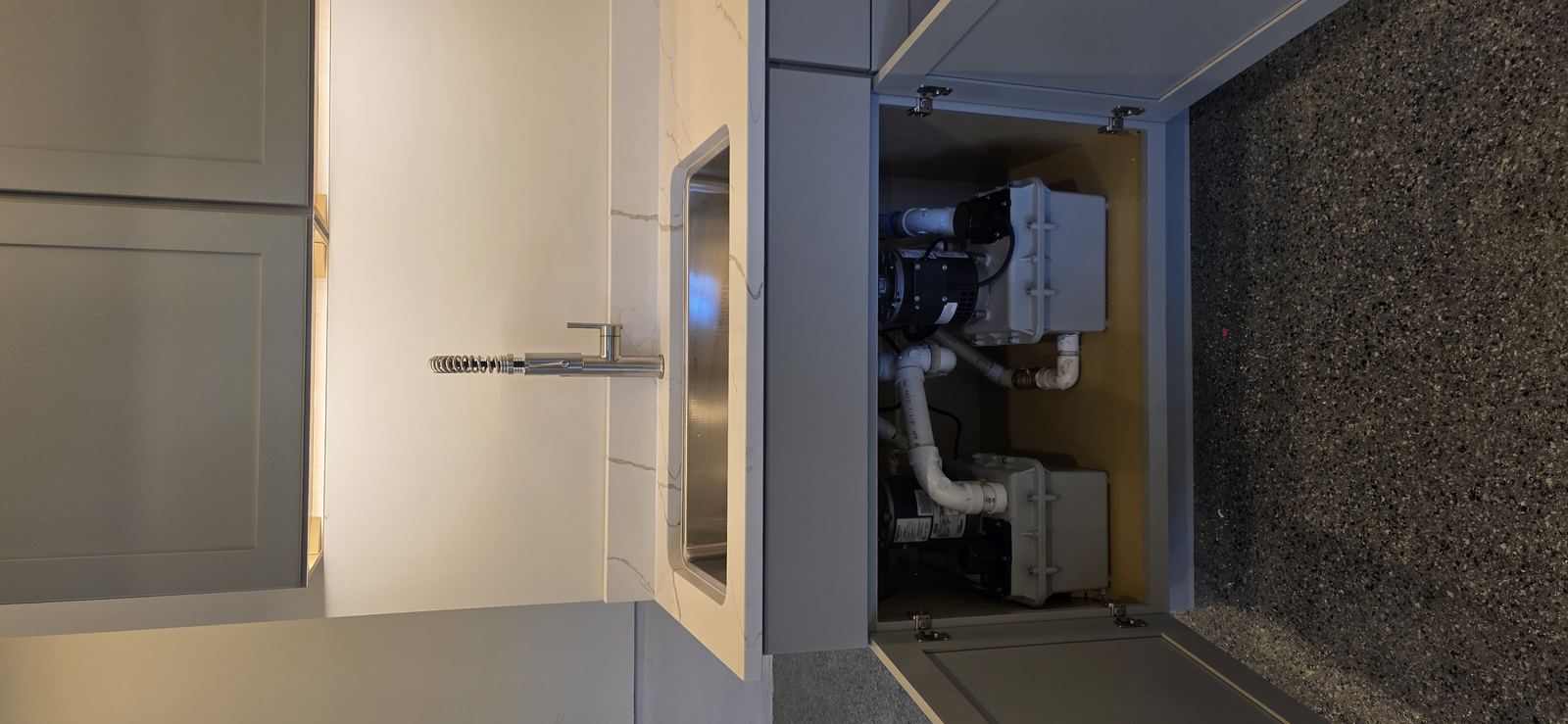 Pump equipment in a residential mechanical area